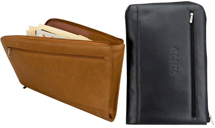 KAVAJ Leather Padfolio New York Black Size A-4 Zippered Business Portfolio Resume with Notepad Organizer Travel Folder Case with Notebook Case Folio Binder