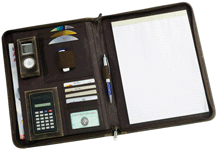 Zippered Leather Padfolio with Calculator
